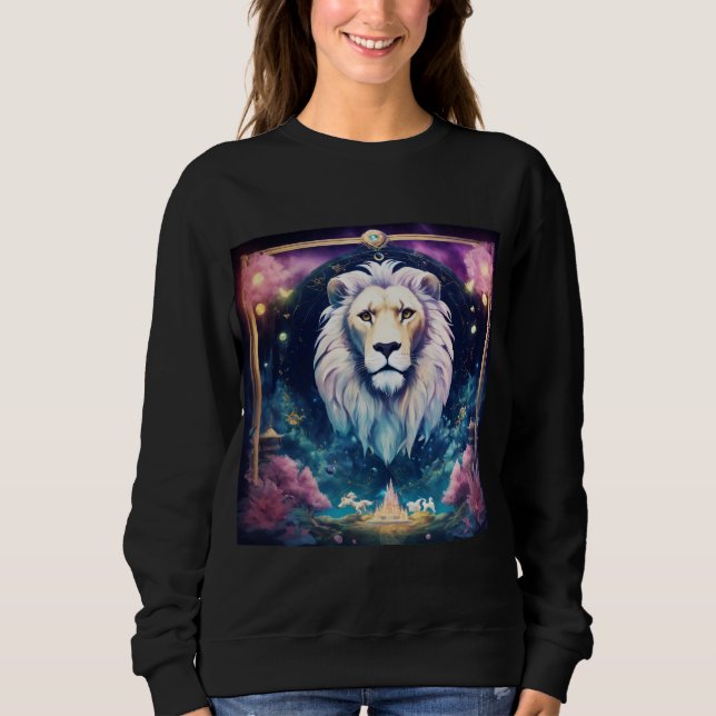 water color lion face sweatshirt (Front)