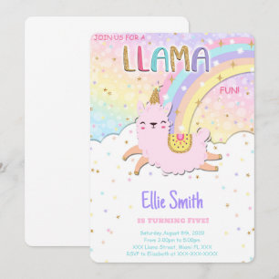 Water Color Llama Birthday Invitation