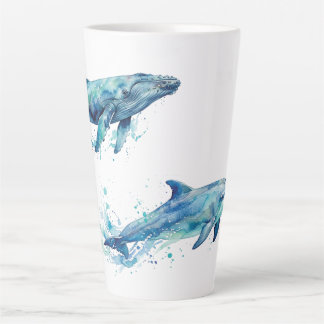 water color marine life latte mug