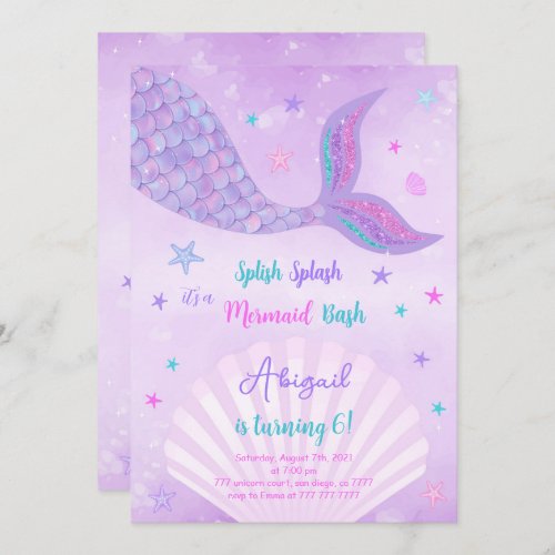 Water Color Mermaid Invitation