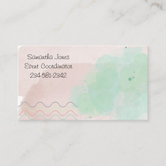 Water Color Modern Personalizead Business Card (Front)