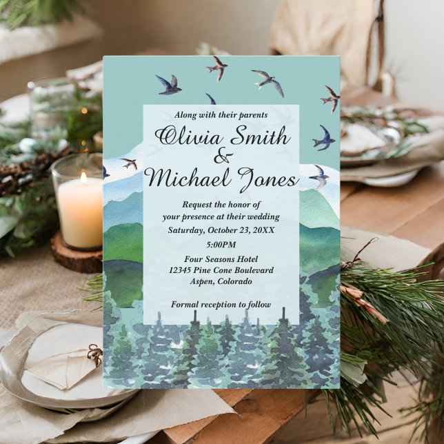 Water color mountains and trees wedding invitation (Creator Uploaded)