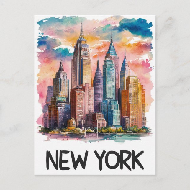 water color new york postcard (Front)