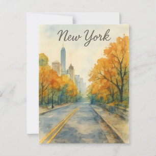 water color new york postcard