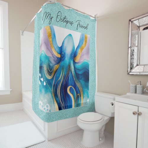 Water Color Octopus Shower Curtain