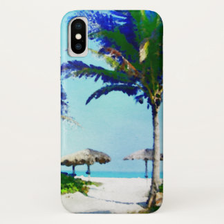 Water Color Painting of a Tropical Beach Scene iPhone X Case