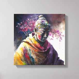 water color painting of korean buddha canvas print