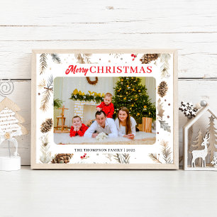 Water Color Pastel Winter Photo Holiday Card Poster