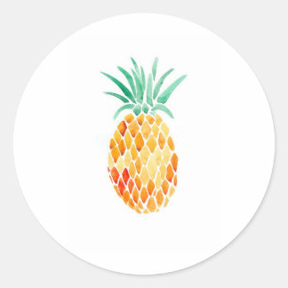 Water- Color Pineapple Classic Round Sticker