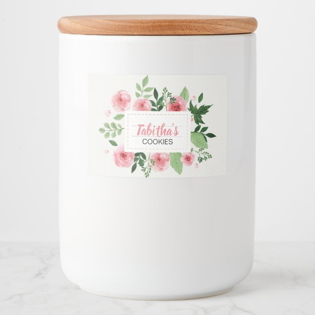 Water Color Pink Roses Cookie Food Label (Front)