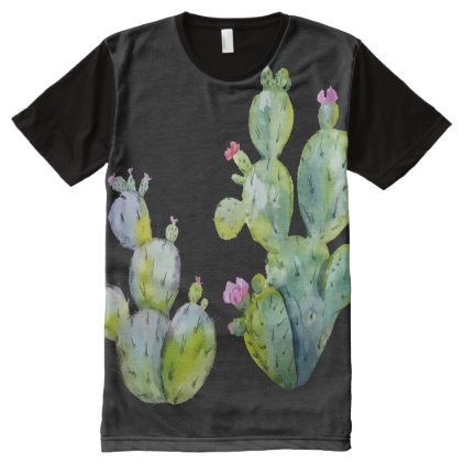 Water Color Prickly Pear Cactus All-Over-Print Shirt