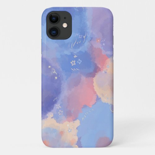 water color purple patten with golden highlight  iPhone 11 case