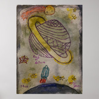 Water Color Ring of Saturn Poster