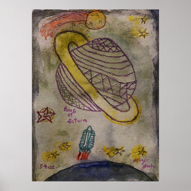 Water Color Ring of Saturn Poster (Front)