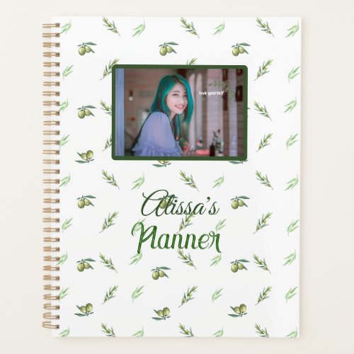 Water color Simple Leaves in Olive Green Planner
