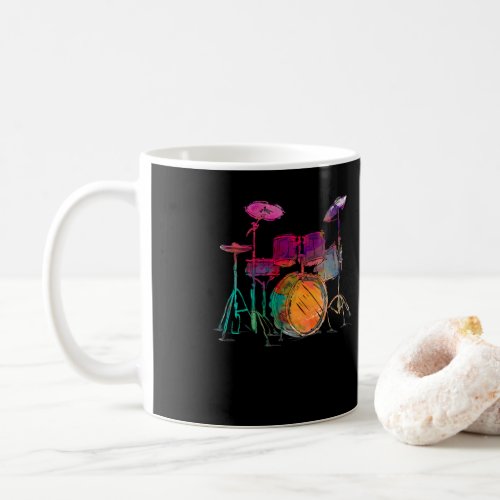 Water Color Style Drummer Drum Set  Drummer Coffee Mug