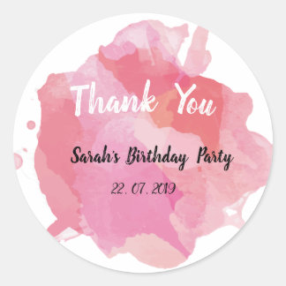 Water Color Thank you note Classic Round Sticker