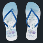 Water color theme Beach Wedding Flipflops<br><div class="desc">Water color theme Beach Wedding Flipflops</div>