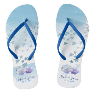 Water color theme Beach Wedding Flipflops