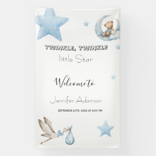 Water color twinkle twinkle little star boy baby banner