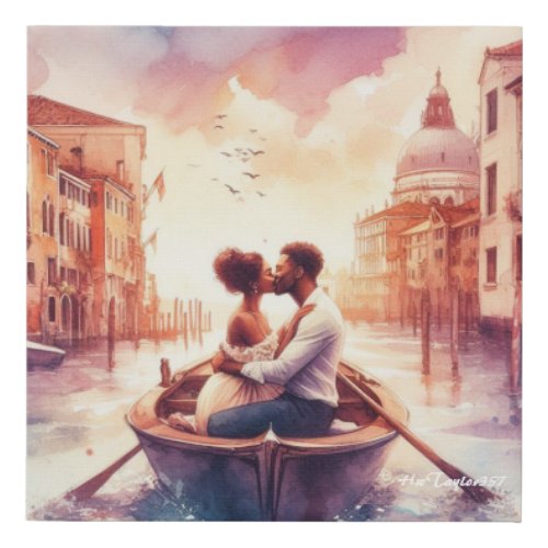 Water Color Venice Kiss Faux Canvas Print