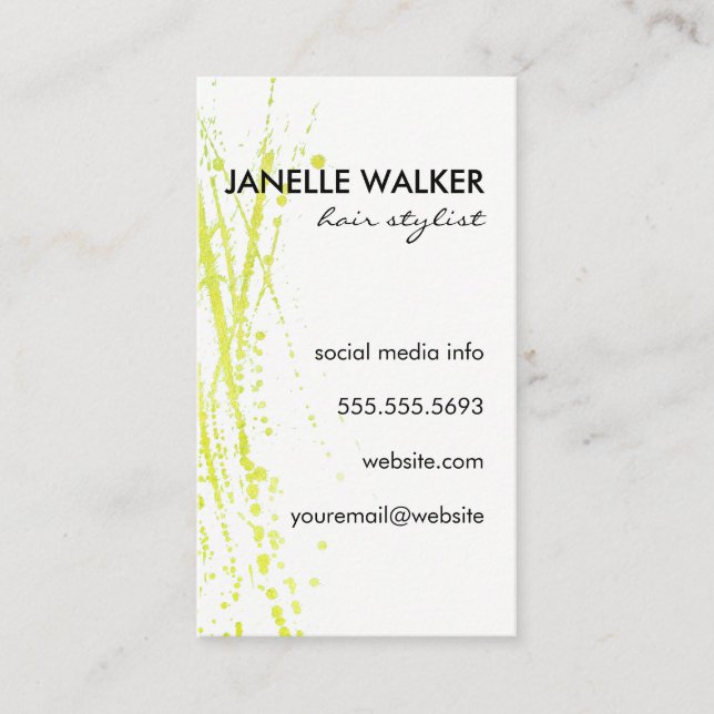Water Color Vibrant Green Expressive Business Card (Front)