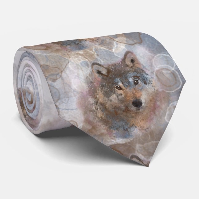 Water color Wolfs Neck Tie (Rolled)