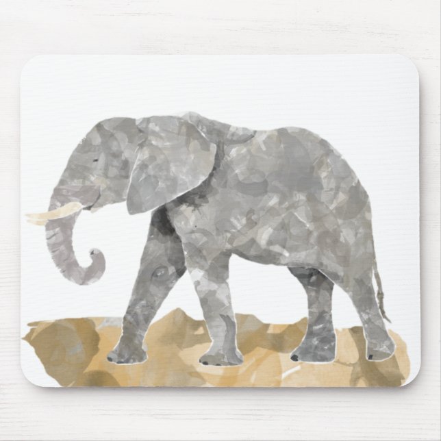 Water Colored Elephant Mouse Pad (Front)