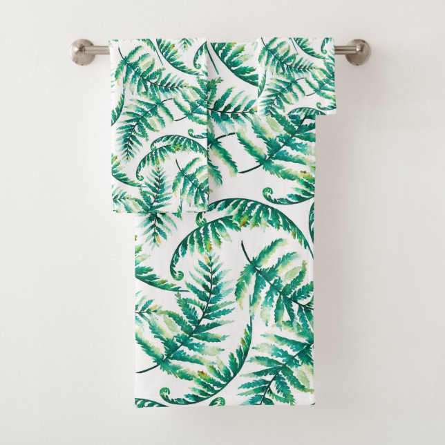Water Colors Ferns Pattern Bath Towel Set (Insitu)