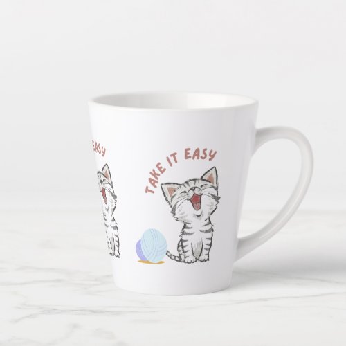 Water colour ball wake up cat  latte mug