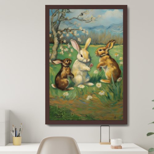 Water_Colour Bunnies Playing Wall Decor