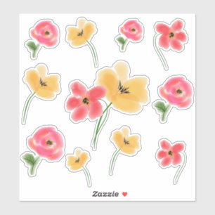 Water Colour Flowers - stickers