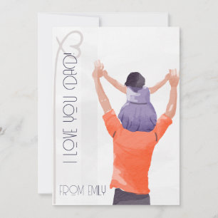 Water colour Illustration Dad and daughter Holiday Card