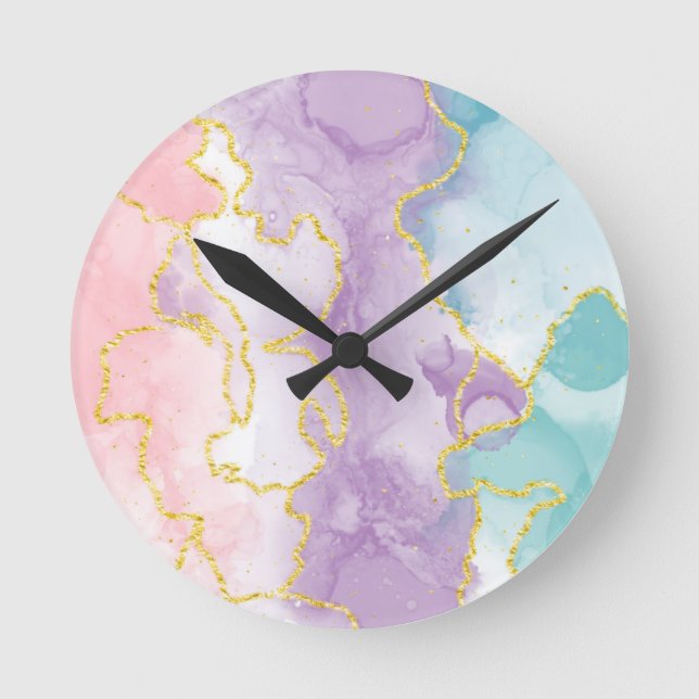 Water colour marble Wall clock (Front)