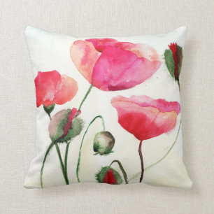 Water colour poppies pillow