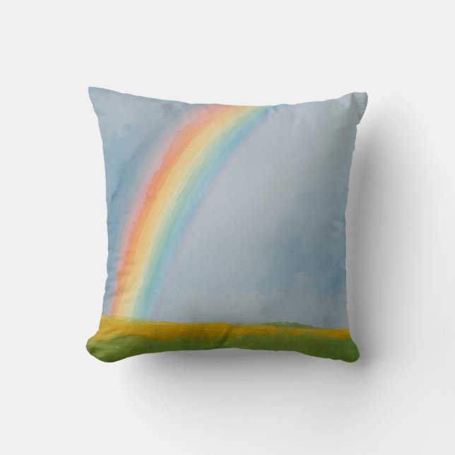 Water colour Rainbow Throw Pillow (Front)