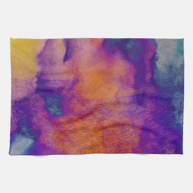 Water colour red yellow blue purple graphic art towel (Horizontal)