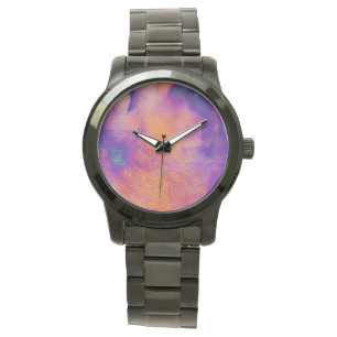 Water colour red yellow blue purple graphic art watch