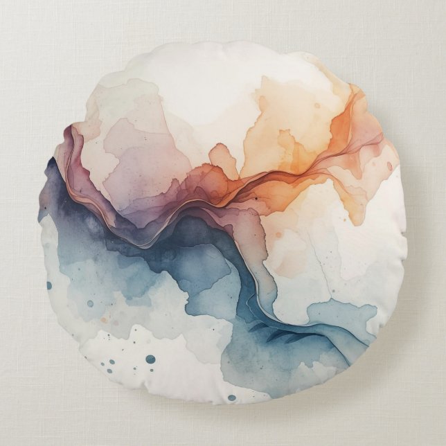 Water Colour Retro Round Pillow (Front)