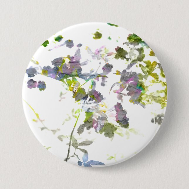 Water colour style romantic flower floral design button (Front)