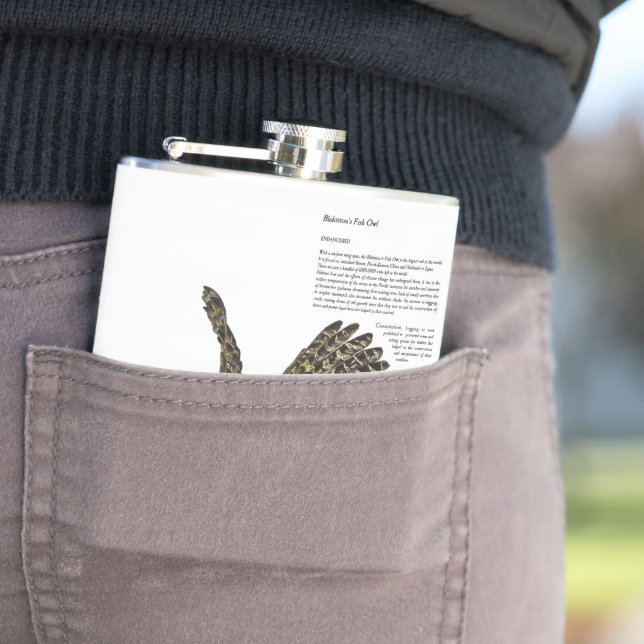 Water Colours Stunning Endangered Fish Owl  Flask (In Situ)