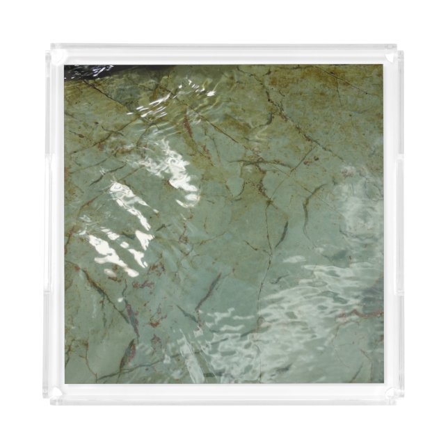 Water-Covered Rock Slab Nature Photo Acrylic Tray (Front)