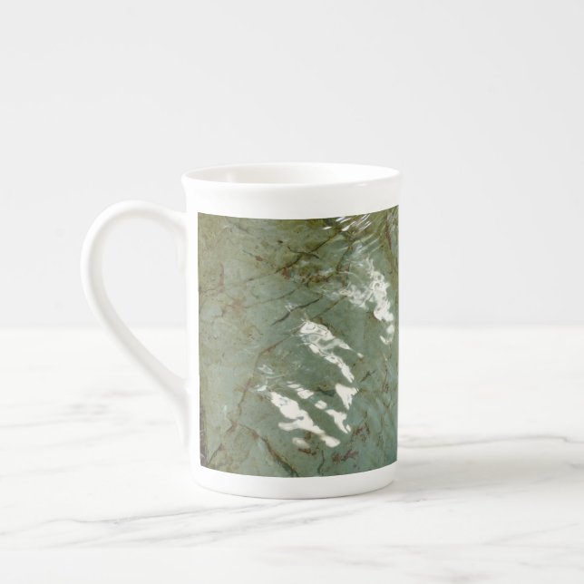 Water-Covered Rock Slab Nature Photo Bone China Mug (Left)