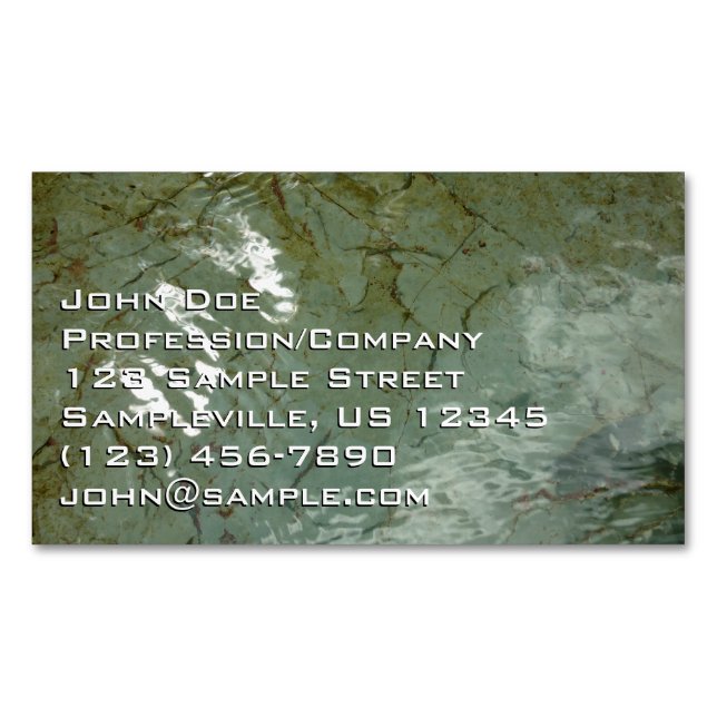 Water-Covered Rock Slab Nature Photo Business Card Magnet (Front)