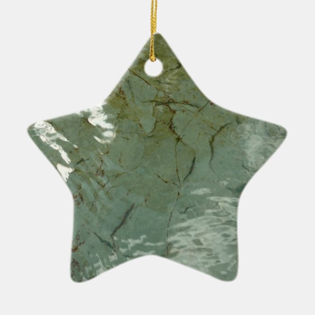 Water-Covered Rock Slab Nature Photo Ceramic Ornament (Front)