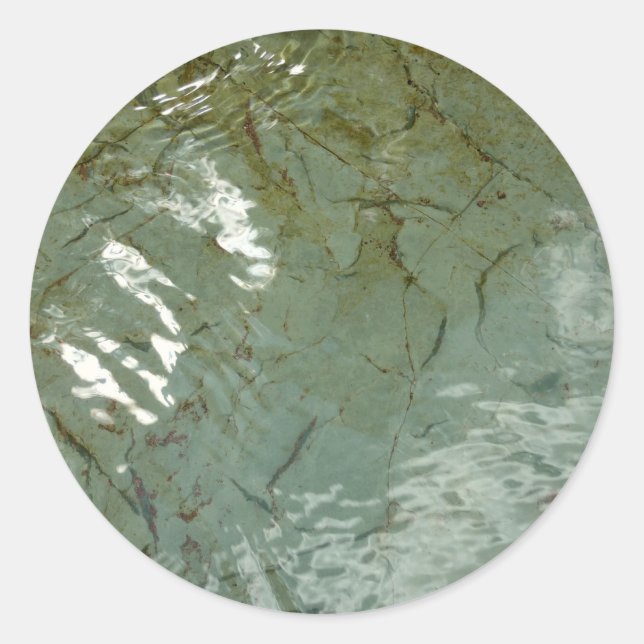 Water-Covered Rock Slab Nature Photo Classic Round Sticker (Front)