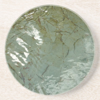 Water-Covered Rock Slab Nature Photo Coaster