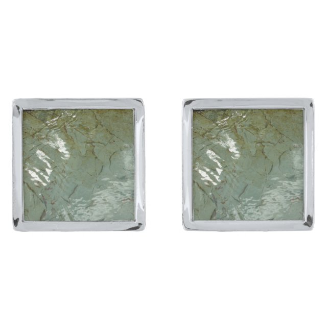 Water-Covered Rock Slab Nature Photo Cufflinks (Front)