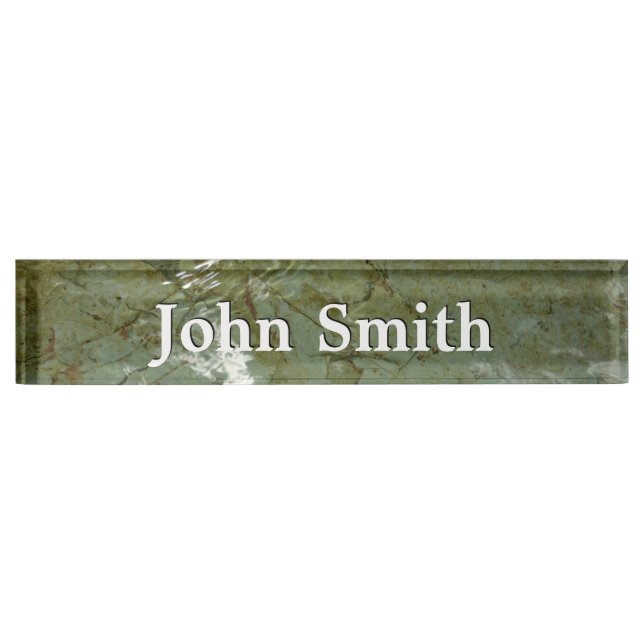 Water-Covered Rock Slab Nature Photo Desk Name Plate (Front)
