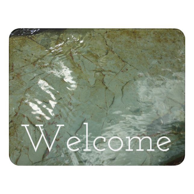 Water-Covered Rock Slab Nature Photo Door Sign (Contemporary Front)
